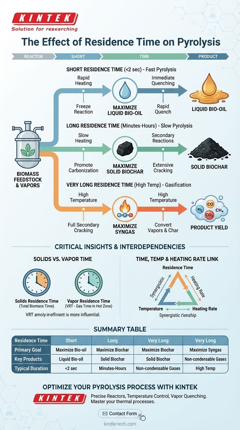 ¿Cuál es el efecto del tiempo de residencia en la pirólisis? Controlar los rendimientos de los productos desde el bioaceite hasta el biocarbón Guía Visual