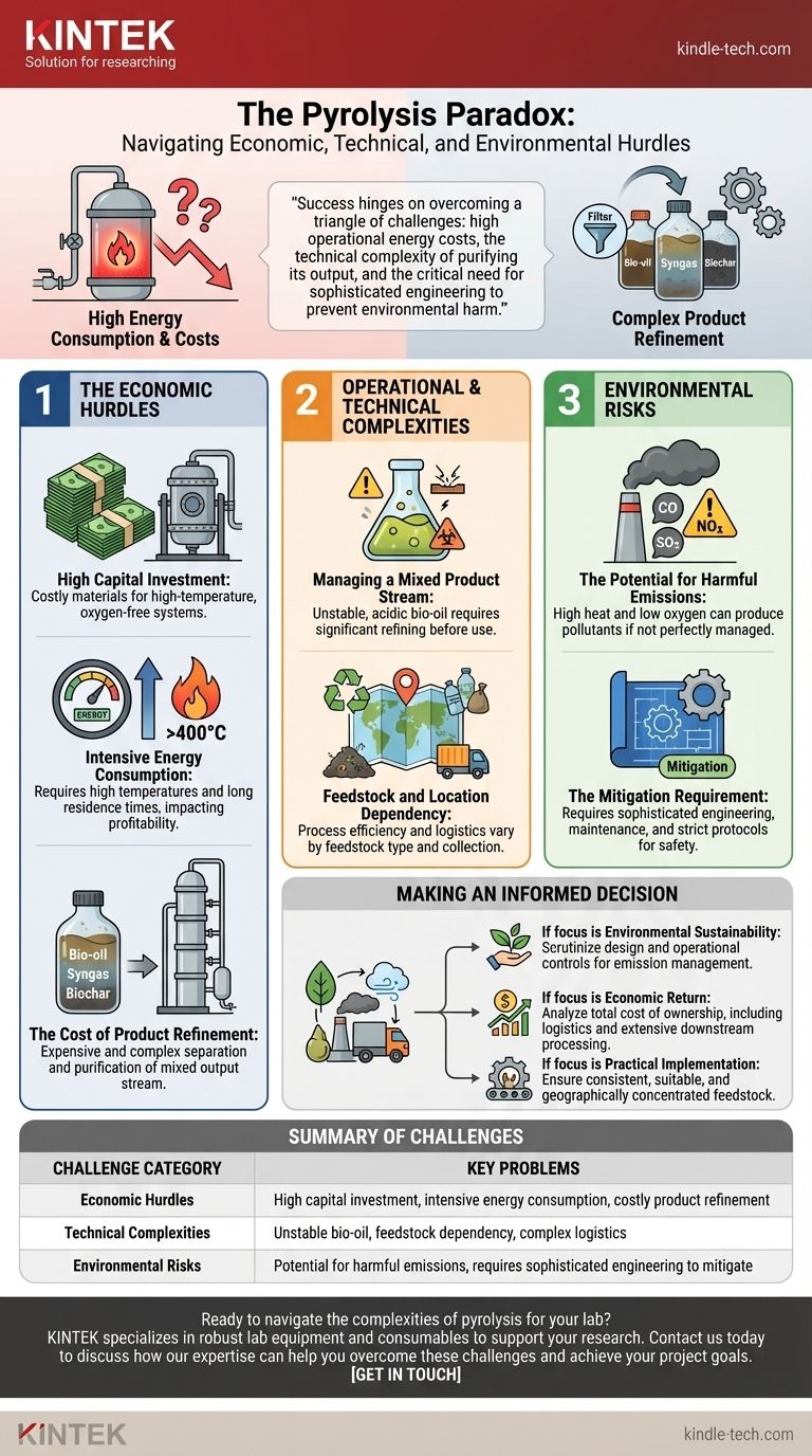 What are the problems with pyrolysis? High Costs, Technical Hurdles & Environmental Risks Visual Guide