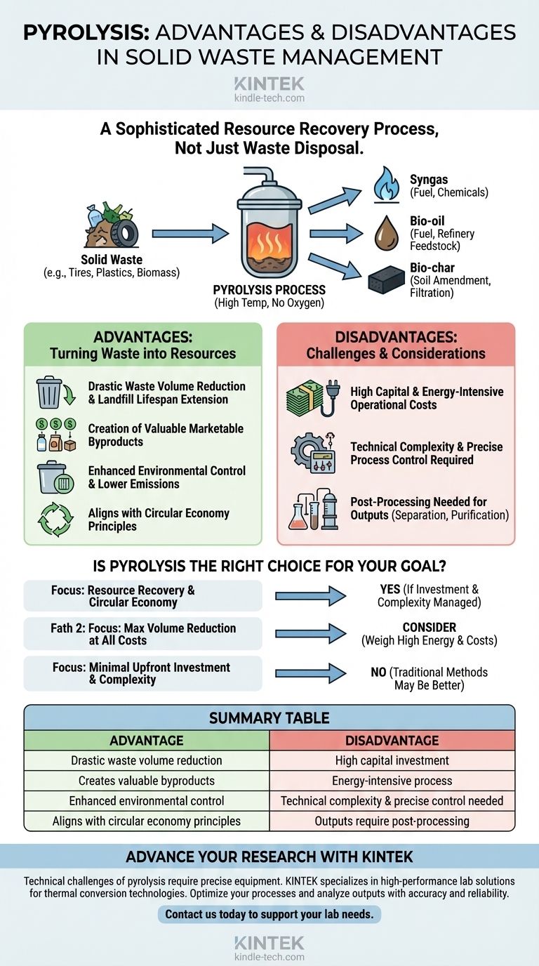 What are the advantages and disadvantages of pyrolysis in solid waste management? A Guide to Waste-to-Resource Conversion Visual Guide