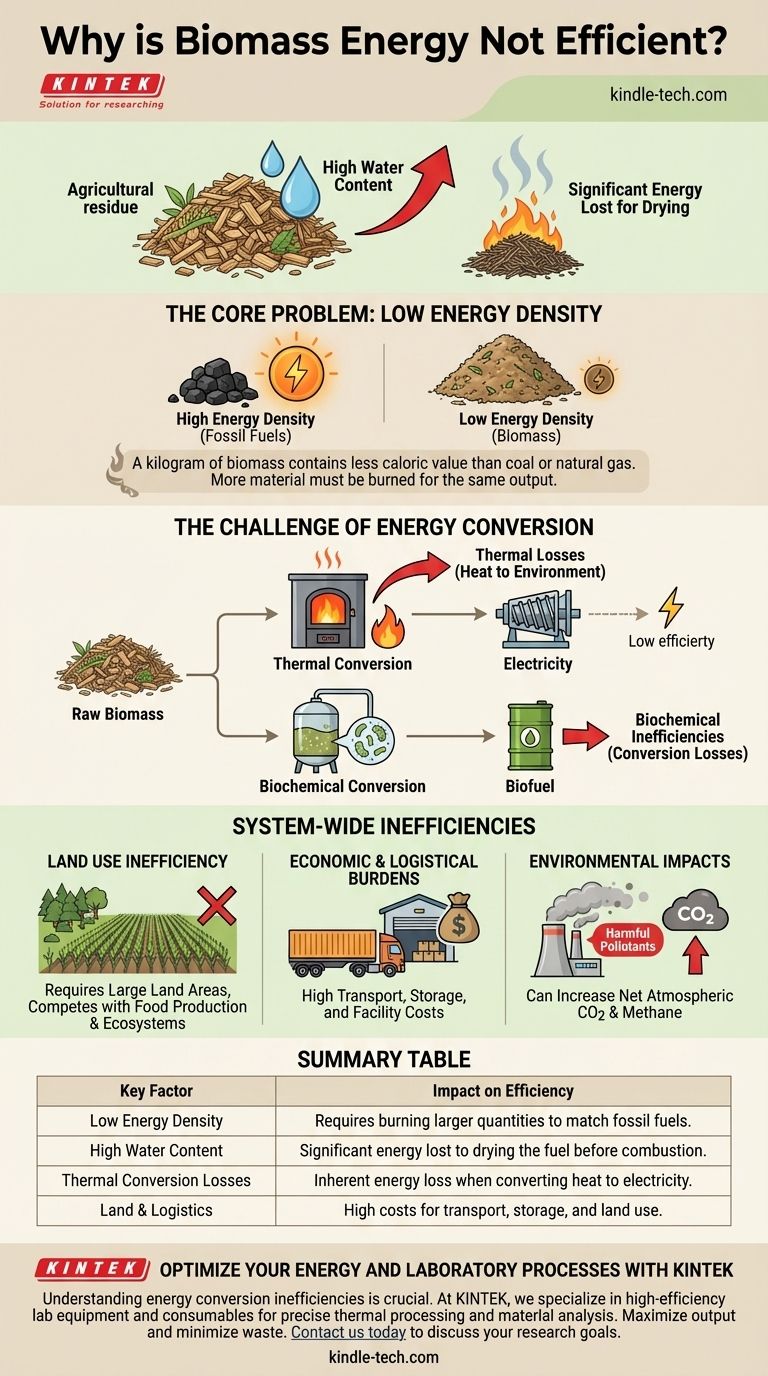 Perché l'energia da biomassa non è efficiente? I costi nascosti del combustibile a bassa energia Guida Visiva