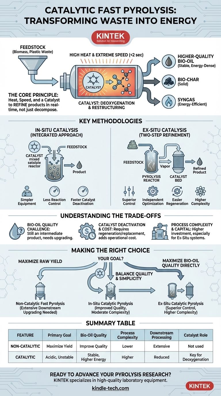 Was ist der katalytische Schnellpyrolyseprozess? Hochwertigeres Bio-Öl aus Abfall gewinnen Visuelle Anleitung