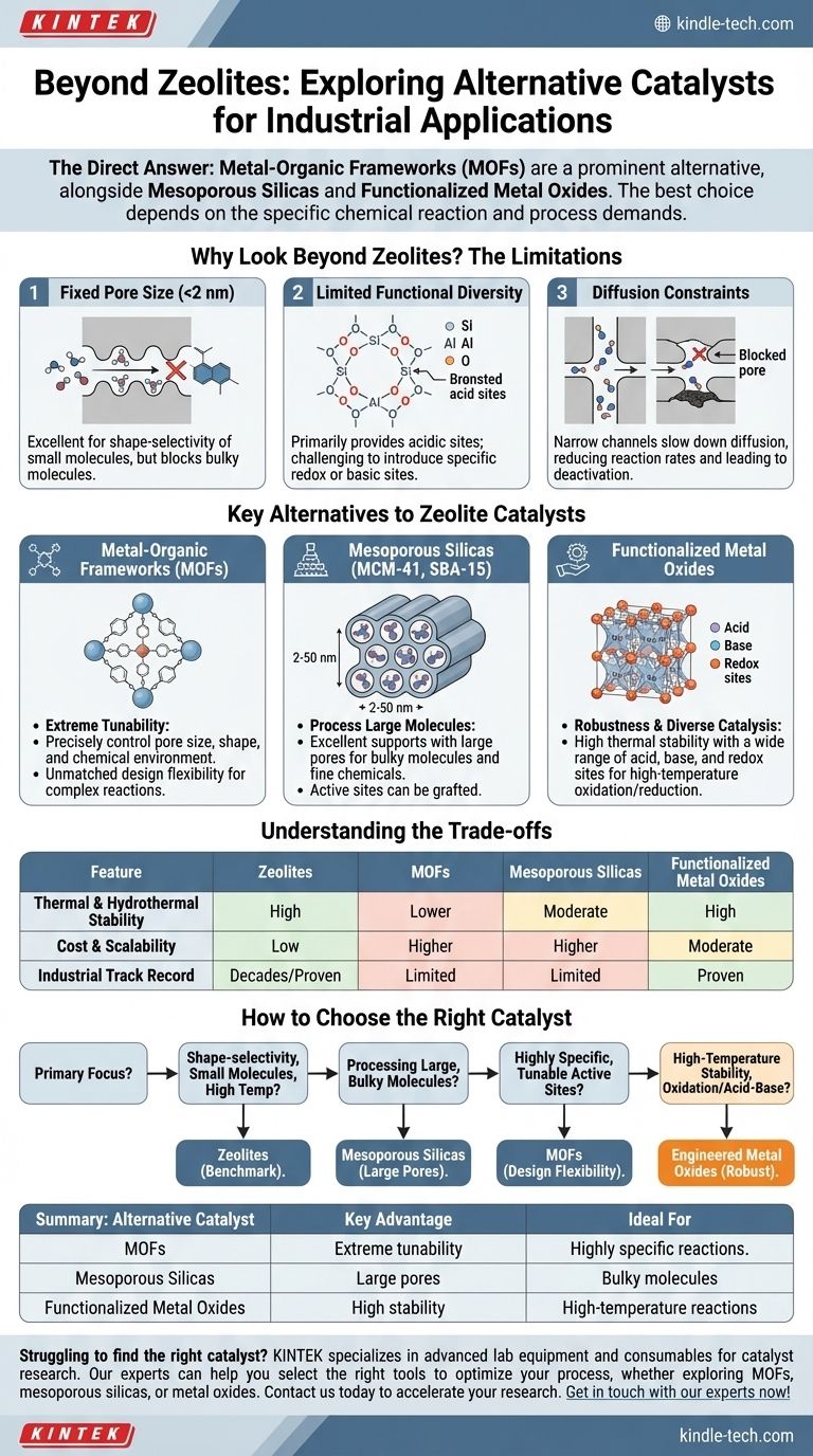 Qual è un'alternativa ai catalizzatori a base di zeolite? Esplorando MOF, silice mesoporosa e ossidi metallici Guida Visiva