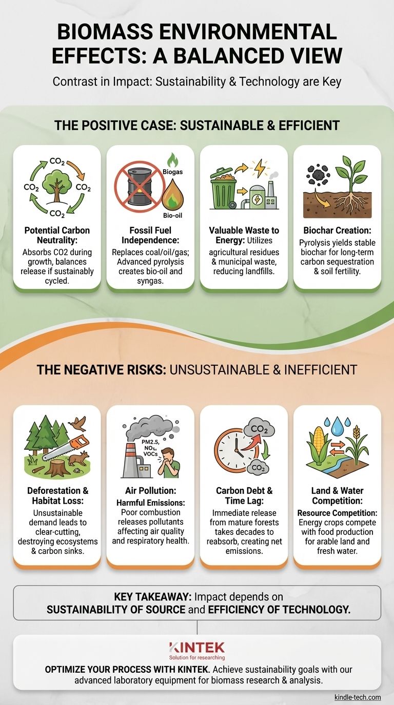 ما هي بعض الآثار البيئية الإيجابية والسلبية لاستخدام الكتلة الحيوية؟ نظرة متوازنة على مصدر طاقة متجدد دليل مرئي