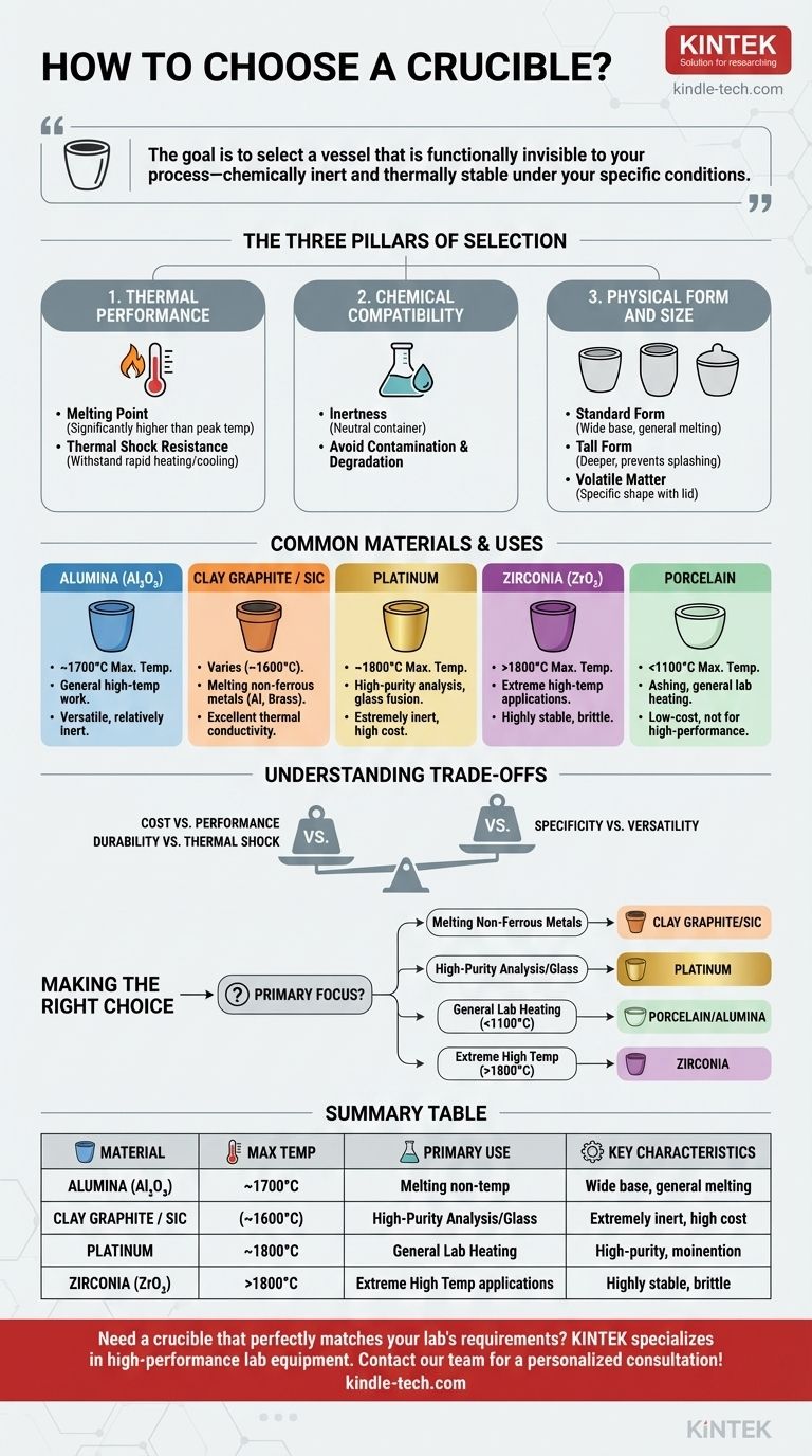Come scelgo un crogiolo? Abbina materiale, temperatura e applicazione per avere successo Guida Visiva
