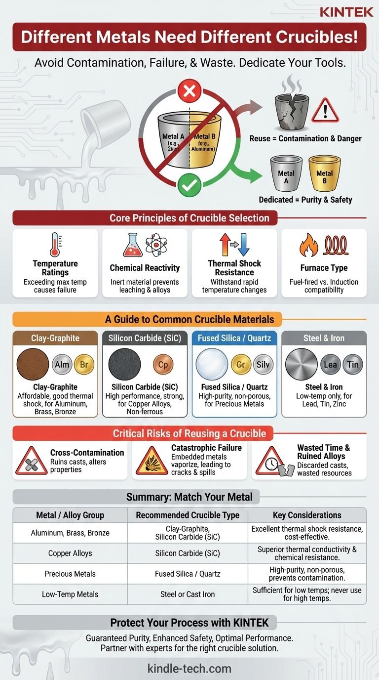 هل تحتاج إلى بوتقة مختلفة للمعادن المختلفة؟ ضمان النقاء والسلامة في مختبرك دليل مرئي