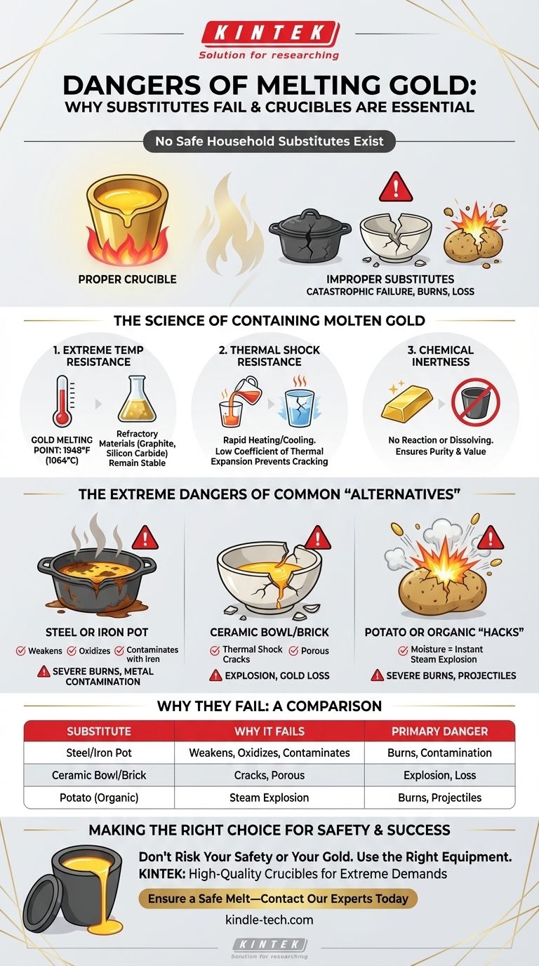 ما الذي يمكنني استخدامه بدلاً من البوتقة لصهر الذهب؟ تجنب البدائل الخطرة للصهر الآمن دليل مرئي