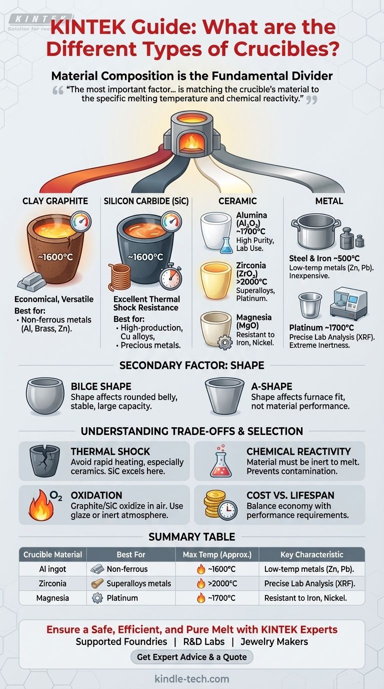 ما هي الأنواع المختلفة من البوتقات؟ ابحث عن التطابق المثالي لتطبيق الصهر الخاص بك دليل مرئي