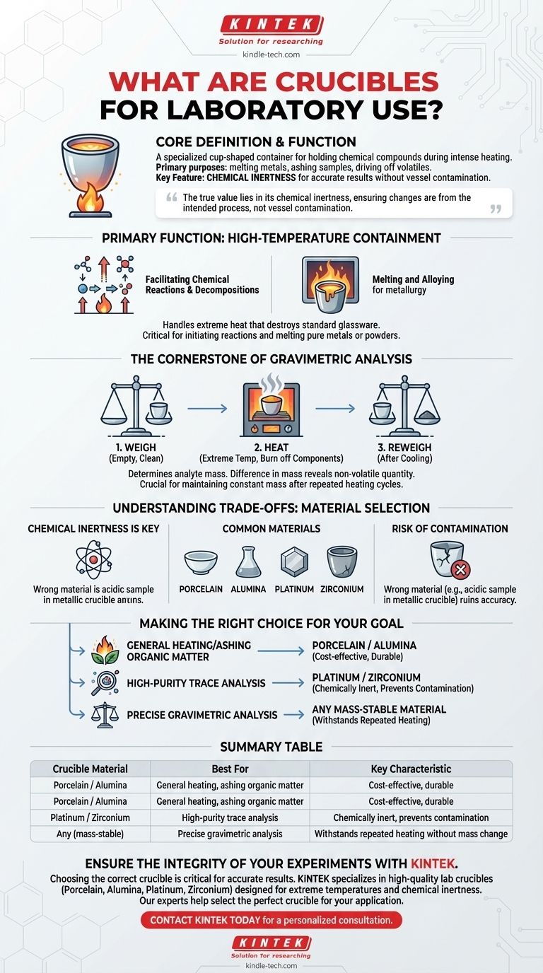 ما هي البوتقات المستخدمة في المختبر؟ دليل أساسي للاحتواء في درجات الحرارة العالية دليل مرئي