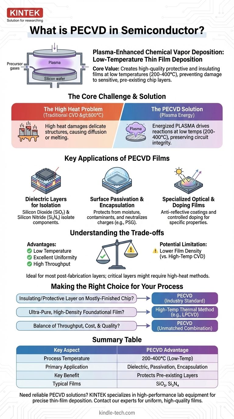 Was ist PECVD in der Halbleiterfertigung? Ermöglicht Niedertemperatur-Dünnschichtabscheidung für ICs Visuelle Anleitung