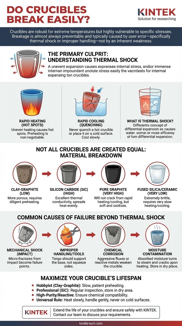 坩埚容易破裂吗？了解热冲击和正确操作 图解指南
