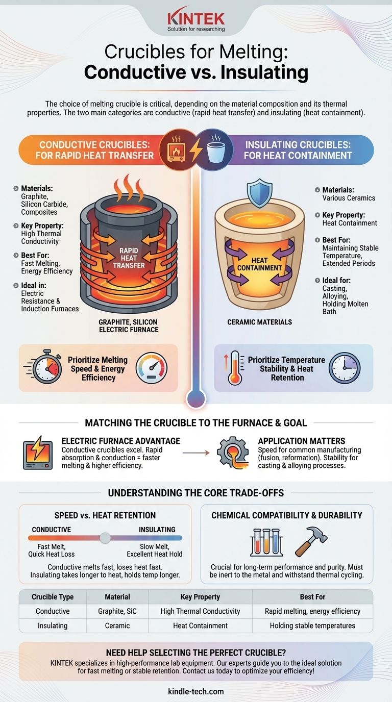 ما هي البوتقات المستخدمة في الصهر؟ اختر الموصلة مقابل العازلة لفرنكك دليل مرئي