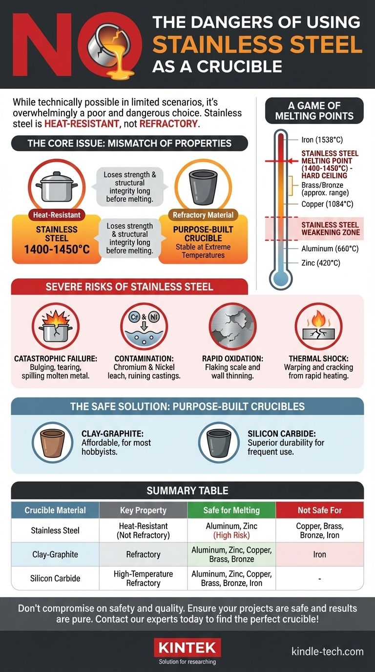 L'acier inoxydable peut-il servir de creuset ? Les dangers surprenants d'utiliser le mauvais matériau Guide Visuel