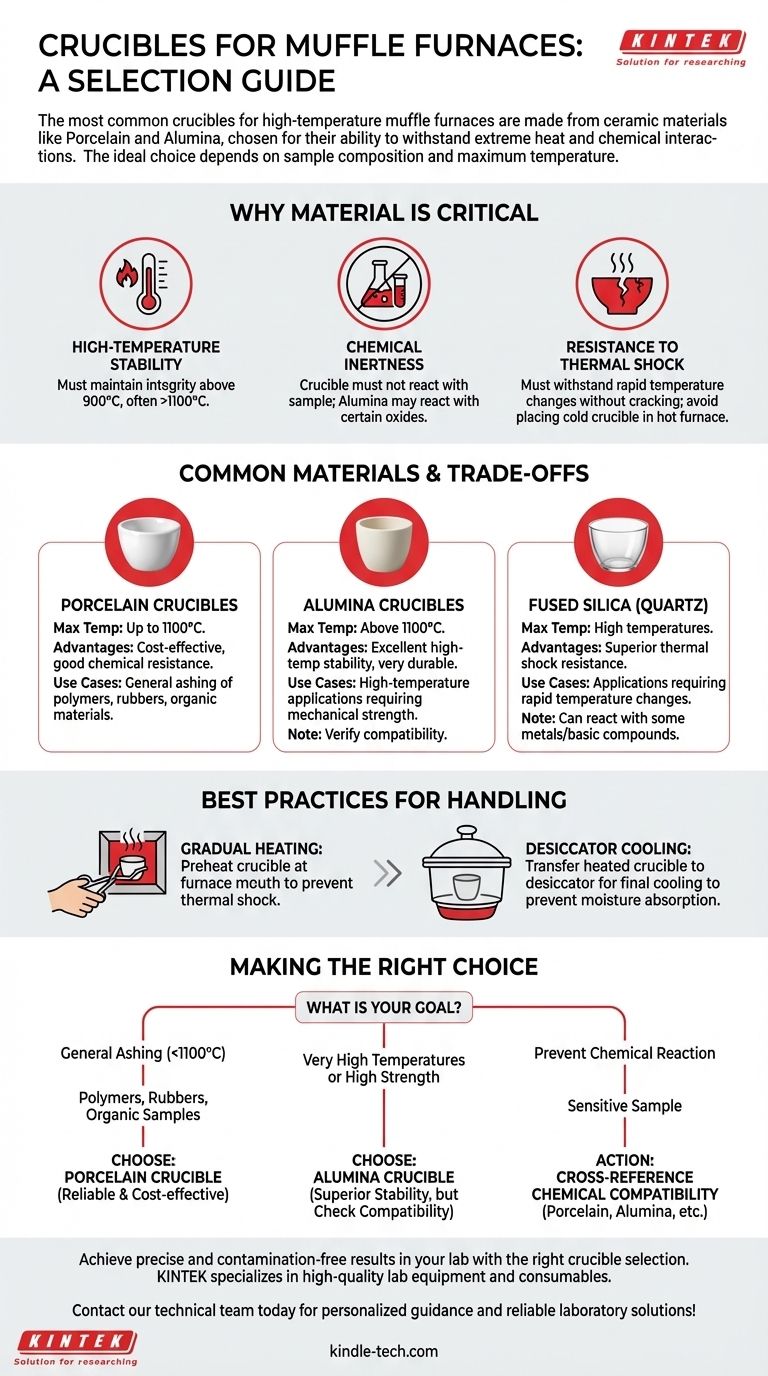 Welche Tiegel werden im Muffelofen verwendet? Wählen Sie das richtige Material für Ihre Hochtemperaturanwendung Visuelle Anleitung