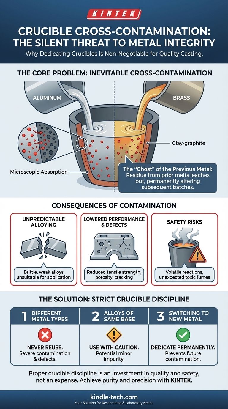 다른 금속에 같은 도가니를 사용할 수 있습니까? 값비싼 오염과 주조 실패를 피하십시오 시각적 가이드