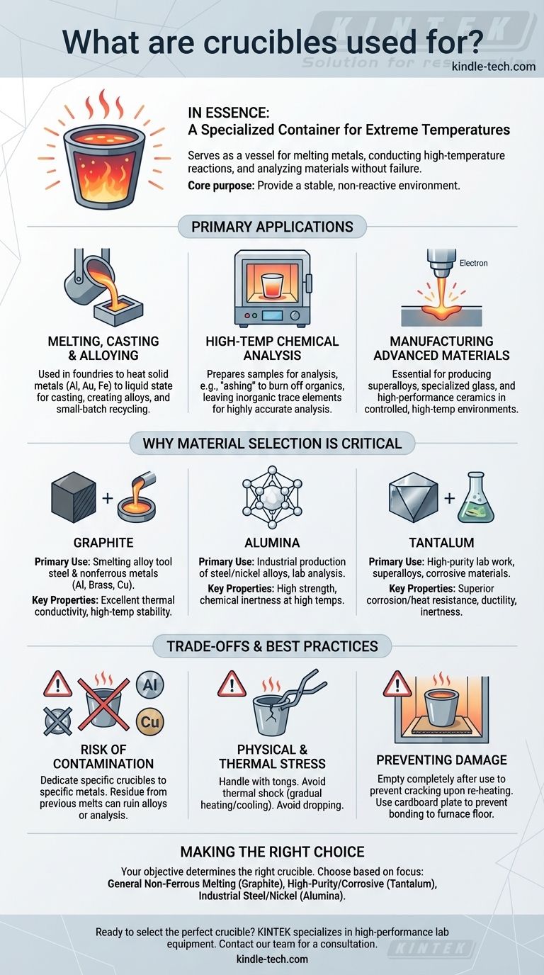 도가니는 무엇에 사용됩니까? 용융 및 분석을 위한 고온 용기 가이드 시각적 가이드