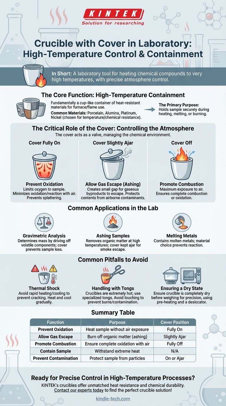 Was ist die Funktion eines Tiegel mit Deckel im Labor? Beherrschen Sie Hochtemperaturreaktionen Visuelle Anleitung