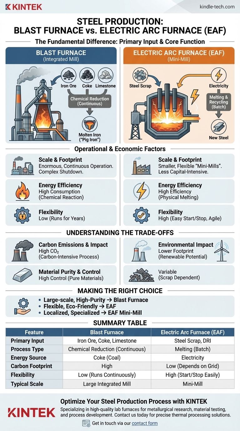 Was ist der Unterschied zwischen einem Hochofen und einem Elektrolichtbogenofen (EAF)? Schlüsselfaktoren für die Strategie der Stahlproduktion Visuelle Anleitung