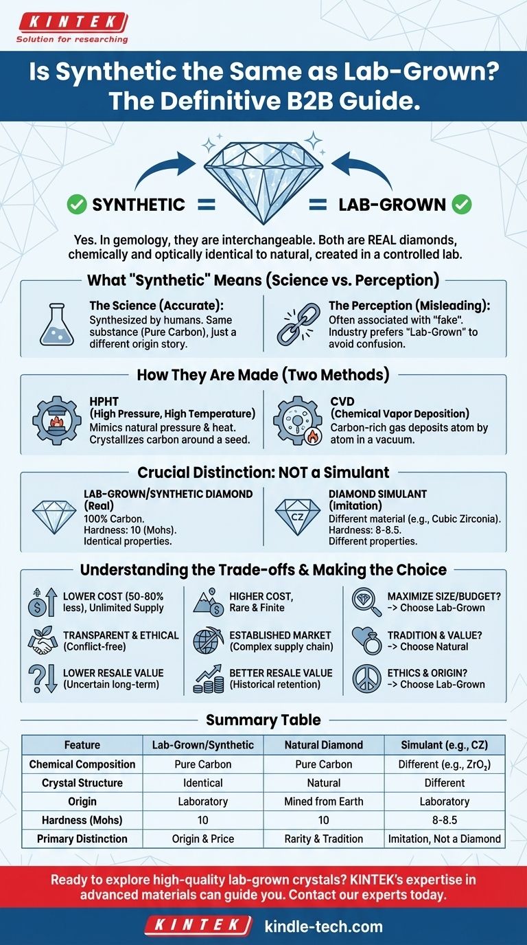 Is synthetic the same as lab grown? Yes, and here's why it matters for your diamond choice. Visual Guide