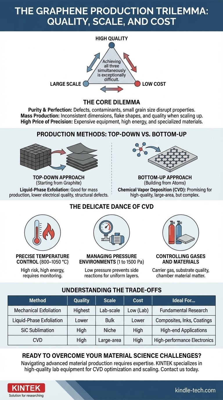 Was sind die Herausforderungen bei der Herstellung von Graphen? Die Beherrschung der Kompromisse zwischen Qualität, Skalierbarkeit und Kosten Visuelle Anleitung