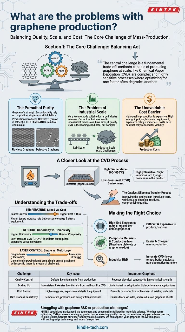 그래핀 생산의 문제점은 무엇인가요? 품질과 비용을 대량 생산하는 데 있어 주요 과제 시각적 가이드