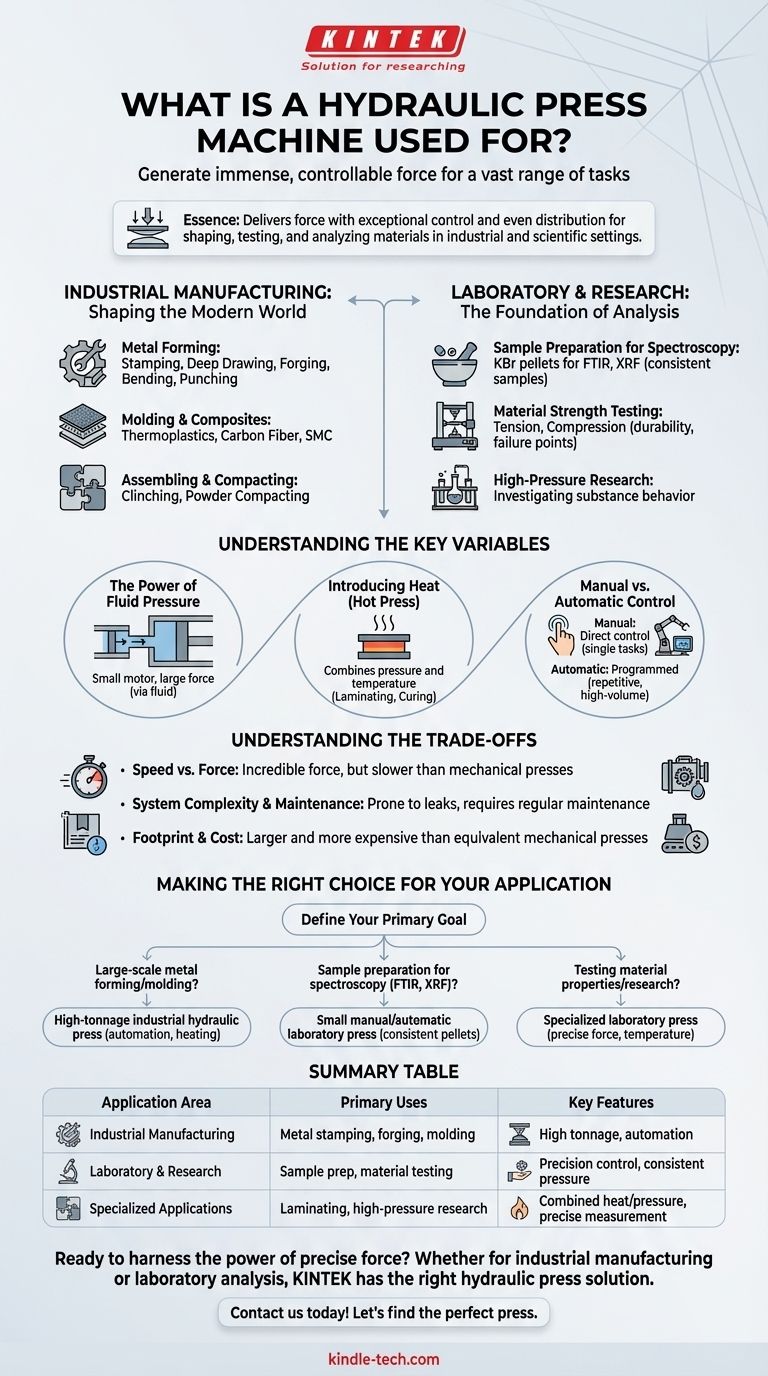 ما هي آلة الضغط الهيدروليكي المستخدمة؟ من التشكيل الصناعي إلى تحضير العينات المخبرية دليل مرئي