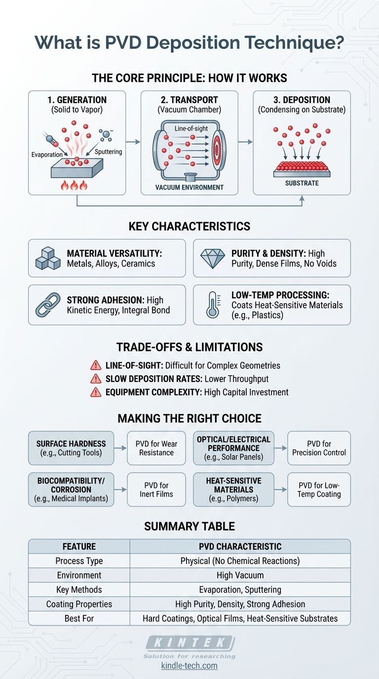 ما هي تقنية الترسيب الفيزيائي للبخار (PVD)؟ دليل لطلاءات الأغشية الرقيقة عالية الأداء دليل مرئي