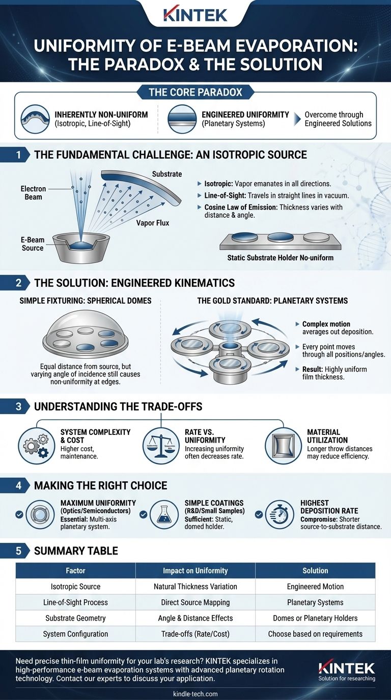¿Cuál es la uniformidad de la evaporación por haz de electrones? Logre películas delgadas precisas y uniformes Guía Visual