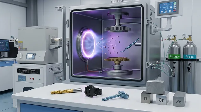 Quais materiais são usados no revestimento PVD? Um Guia para Substratos, Alvos e Gases