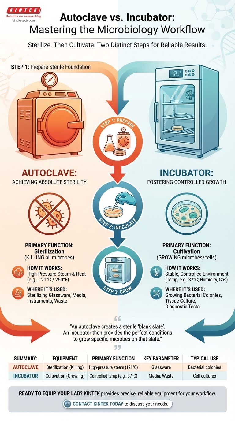 Quel est l'objectif de l'autoclave incubateur ? Maîtriser le flux de travail Stérilisation vs. Incubation Guide Visuel