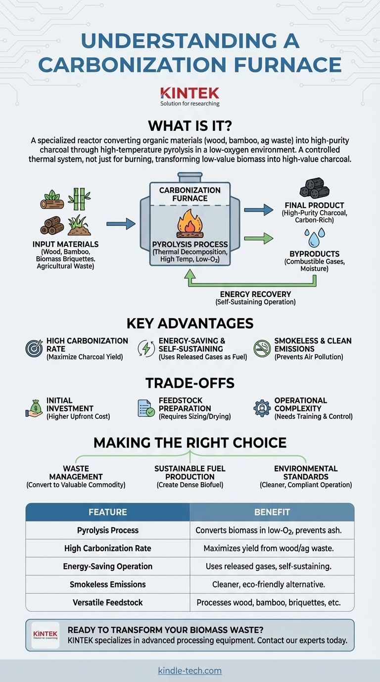 Cos'è un forno di carbonizzazione? Trasformare la biomassa di scarto in carbone di valore in modo efficiente Guida Visiva