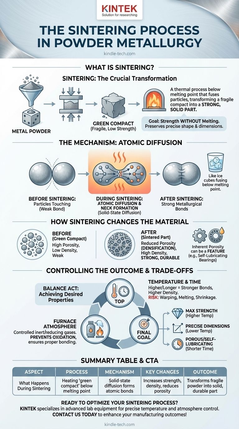 ¿Qué ocurre durante la sinterización en la metalurgia de polvos? Transforme el polvo en piezas metálicas duraderas Guía Visual