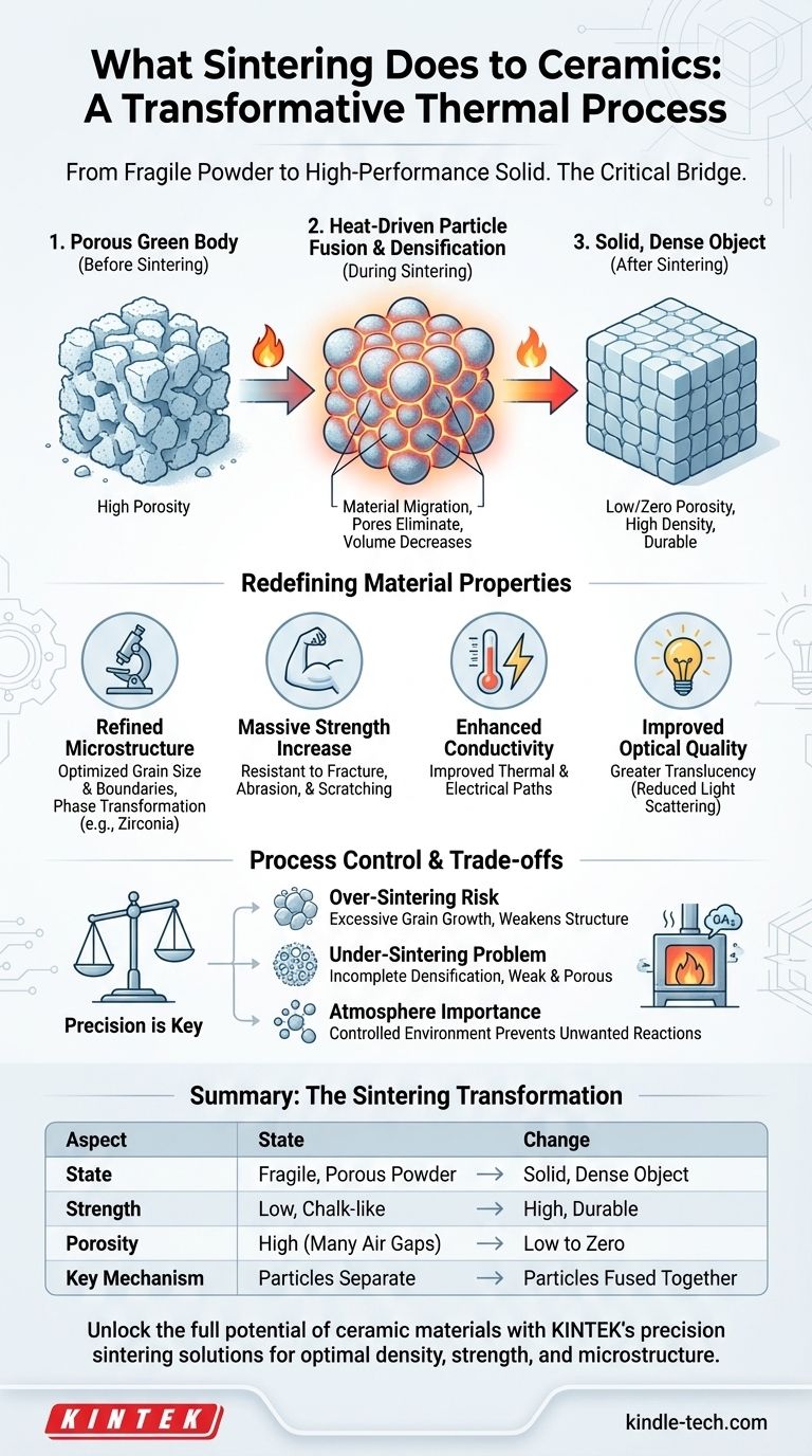 Что делает спекание с керамикой? Превращение порошка в плотный, высокопрочный материал Визуальное руководство