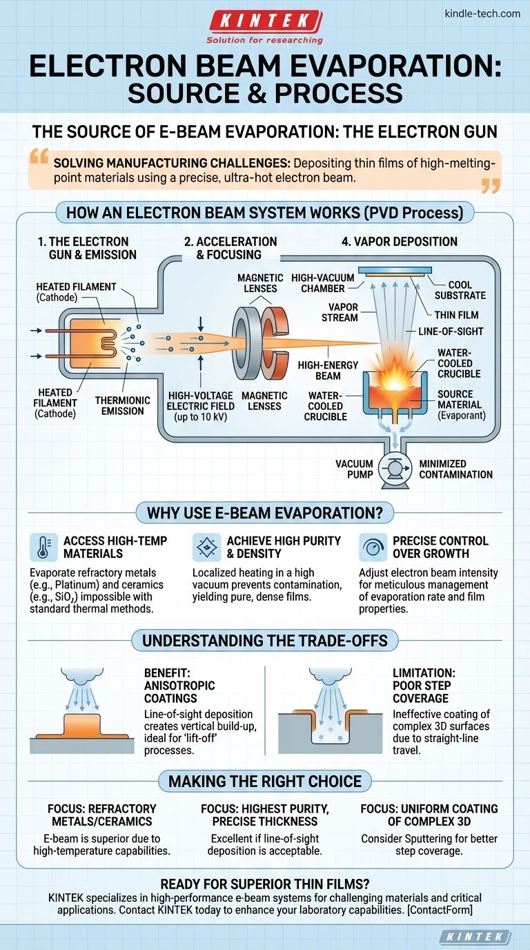 Qual è la fonte dell'evaporazione a fascio di elettroni? La pistola elettronica spiegata per film sottili ad alta purezza Guida Visiva