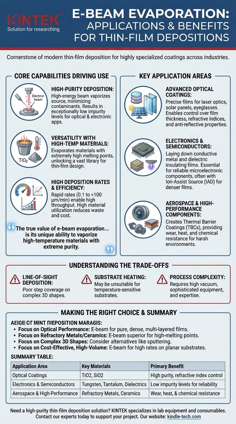 전자빔 증착의 응용 분야는 무엇인가요? 광학 및 전자 제품을 위한 고순도 코팅 달성 시각적 가이드
