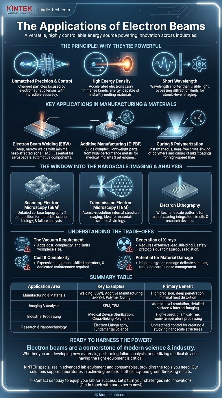 전자빔의 응용 분야는 무엇인가요? 나노스케일 이미징부터 산업 제조까지 시각적 가이드