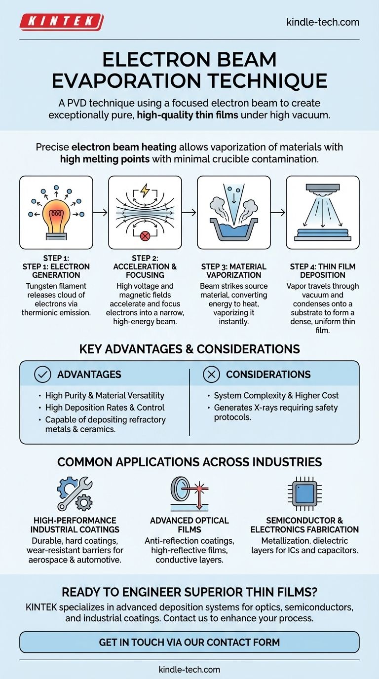 ¿Qué es la técnica de evaporación por haz de electrones? Lograr la deposición de películas delgadas de alta pureza Guía Visual