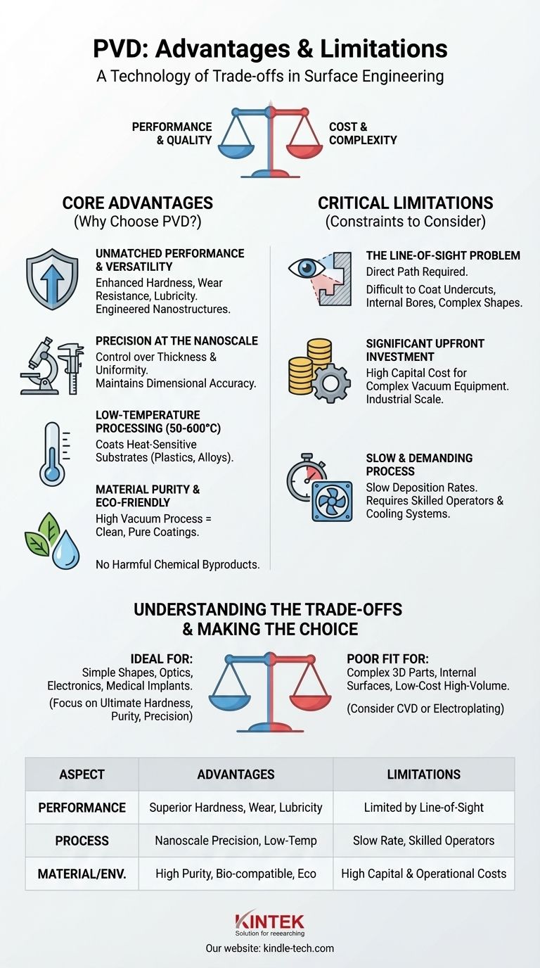 ¿Cuáles son las ventajas y limitaciones del PVD? Una guía sobre las compensaciones en recubrimientos de alto rendimiento Guía Visual
