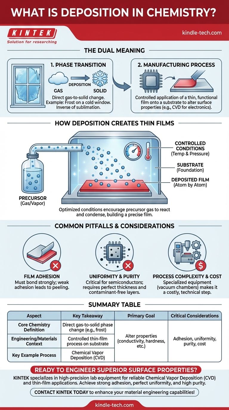 化学における「堆積（Deposition）」の意味は何ですか？気体から固体への変化と先端材料工学 ビジュアルガイド
