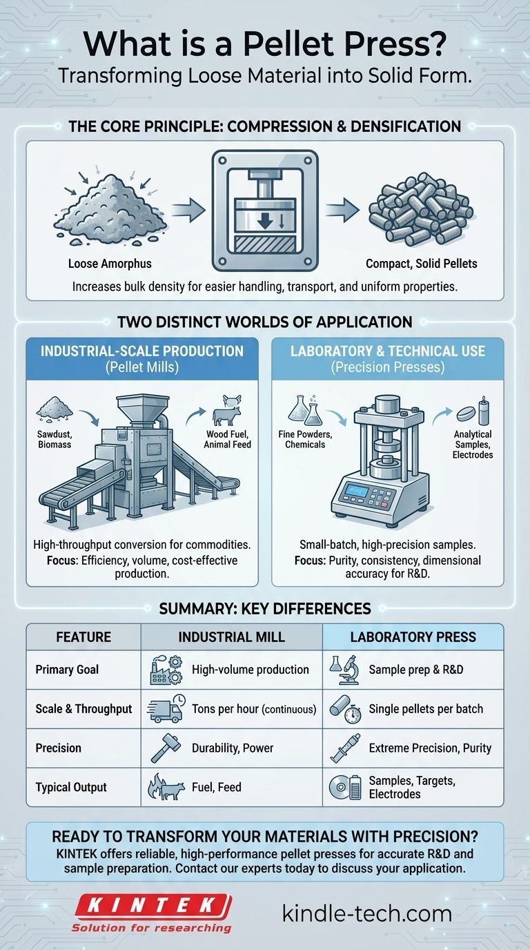 O que é uma prensa de pellets? Da Biomassa Industrial à Preparação de Amostras Científicas Guia Visual