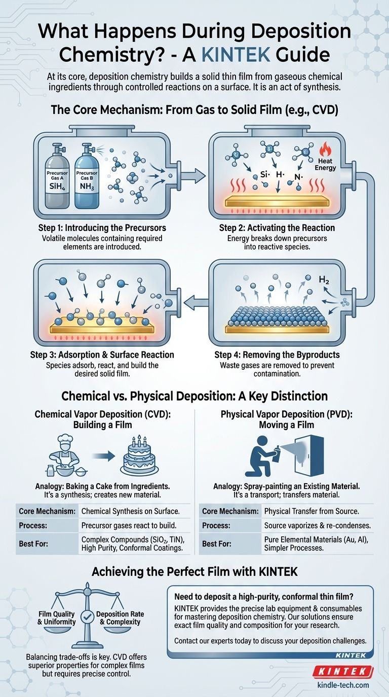 Was geschieht bei der Abscheidungschemie? Aufbau dünner Schichten aus gasförmigen Vorläufern Visuelle Anleitung