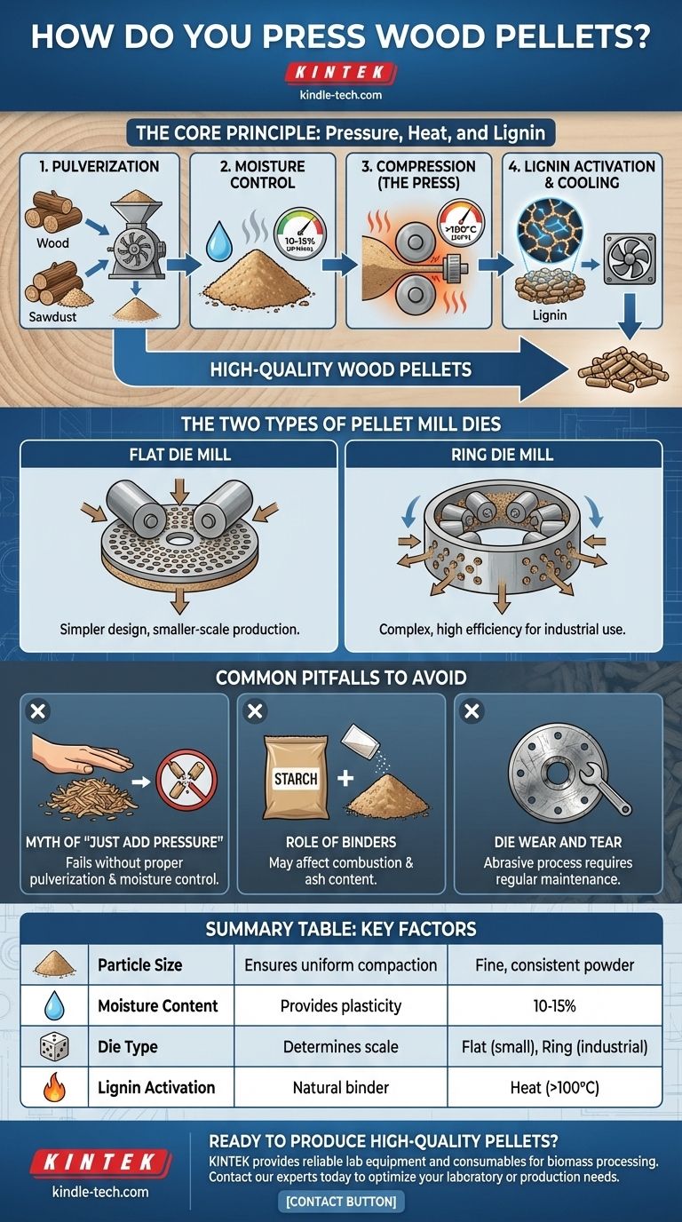 ¿Cómo se prensan los pellets de madera? Domine el Proceso de Peletización a Alta Presión Guía Visual
