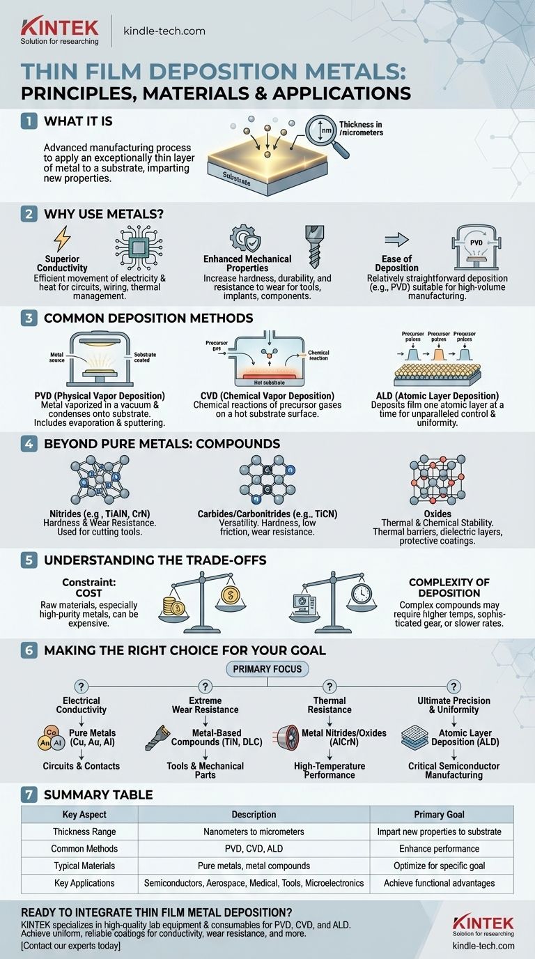 Was ist die Abscheidung von Metallen in Dünnschichten? Verbessern Sie Ihr Substrat mit fortschrittlichen Metallbeschichtungen Visuelle Anleitung