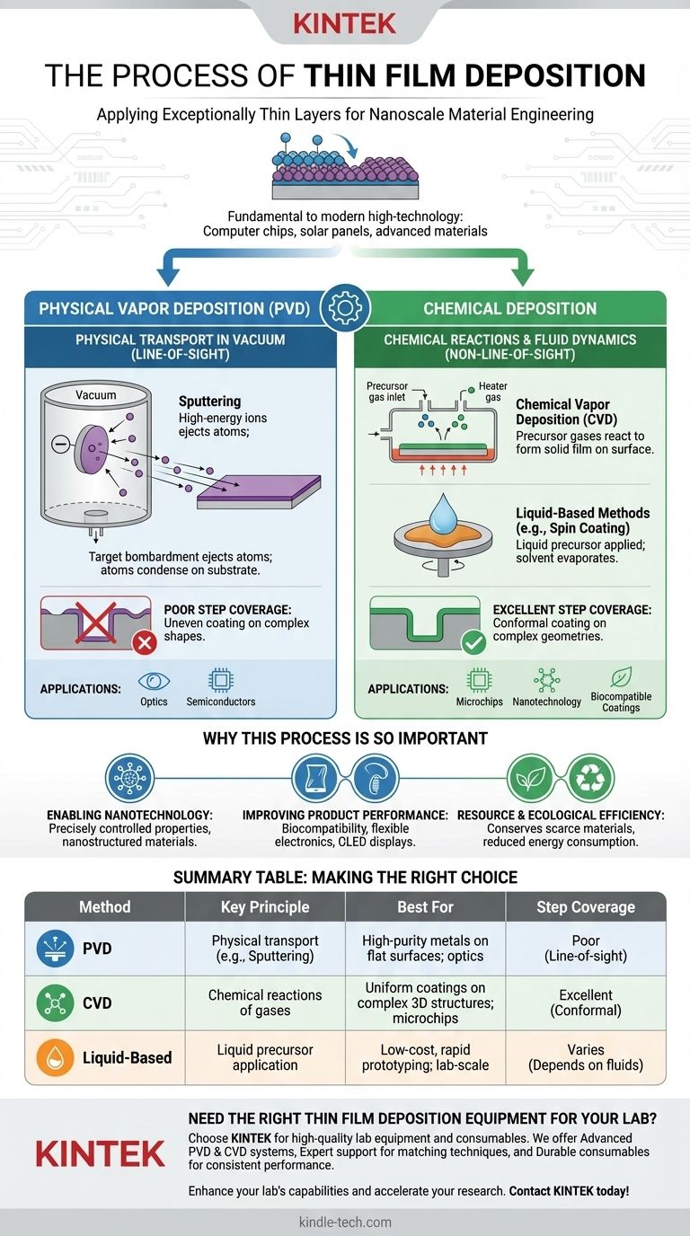 Was ist der Prozess der Dünnschichtabscheidung? Ein Leitfaden zu PVD, CVD und Beschichtungstechniken Visuelle Anleitung