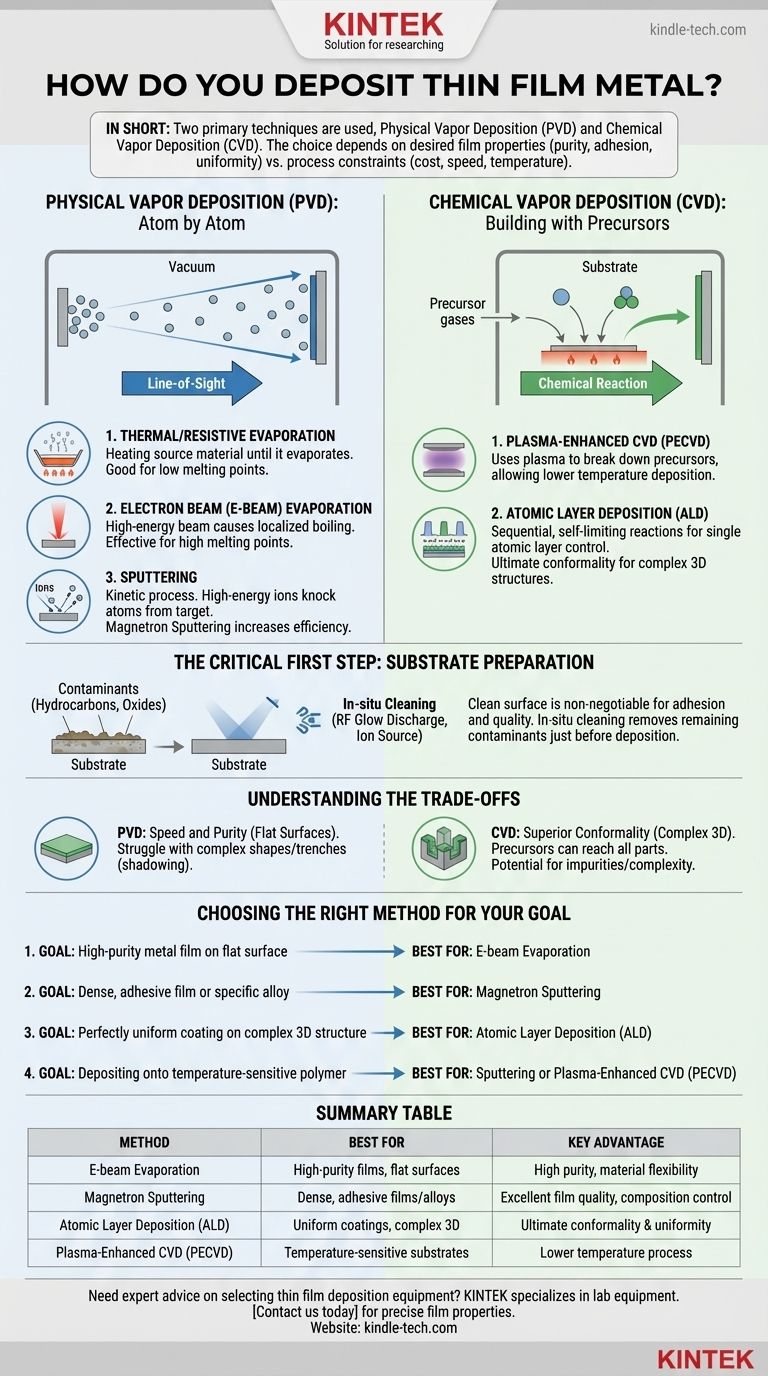 Como você deposita filmes finos de metal? Um Guia para Métodos PVD e CVD Guia Visual