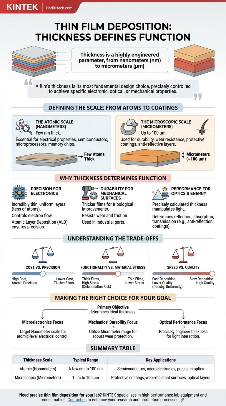 Wie dick ist die Dünnschichtabscheidung? Ein Leitfaden zur Spanne von Nanometern bis zu Mikrometern Visuelle Anleitung