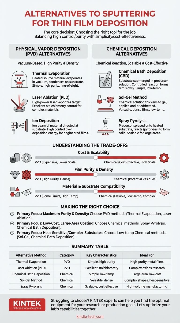 Quali sono le alternative allo sputtering? Scegliere il metodo giusto per la deposizione di film sottili Guida Visiva