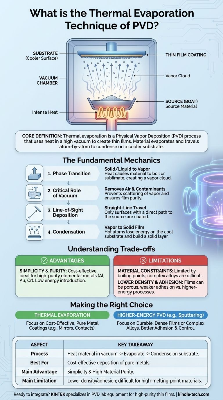 Was ist die thermische Verdampfungstechnik der PVD? Ein Leitfaden für einfache, hochreine Dünnschichten Visuelle Anleitung
