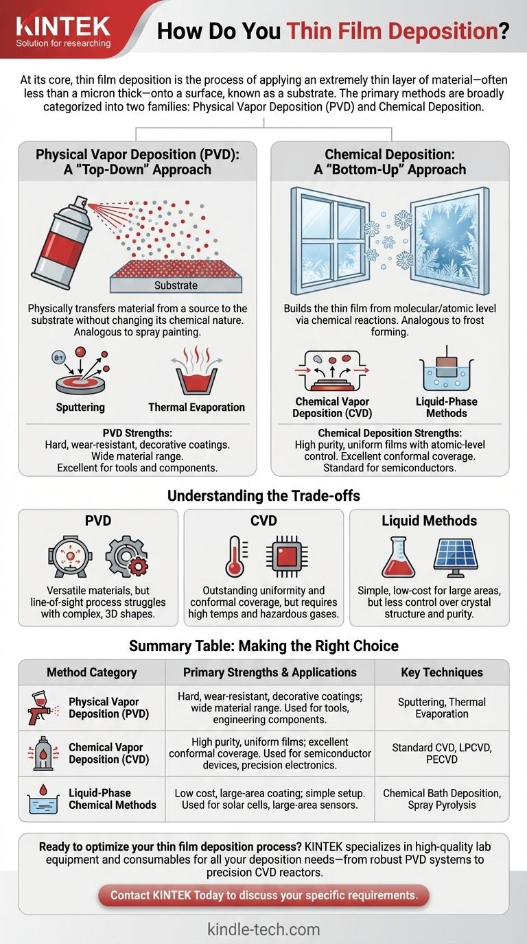 Как вы осаждаете тонкие пленки? Выбор правильного метода для производительности вашего материала Визуальное руководство