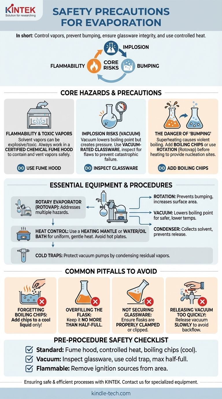 Quali sono le precauzioni di sicurezza per l'evaporazione? Passaggi essenziali per la gestione dei rischi di infiammabilità, schizzi violenti (bumping) e implosione Guida Visiva