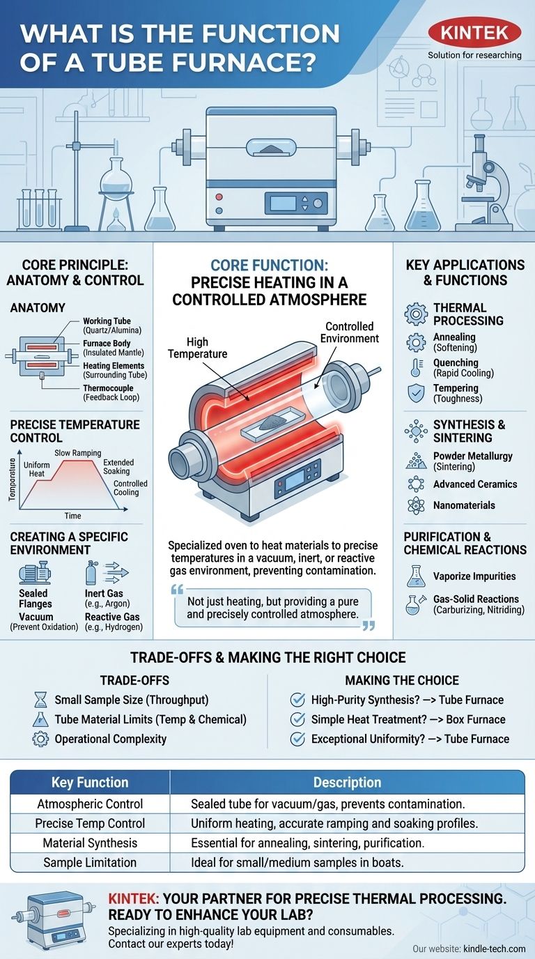 Qual è la funzione di un forno a tubo? Ottenere una lavorazione ad alta temperatura precisa in un'atmosfera controllata Guida Visiva